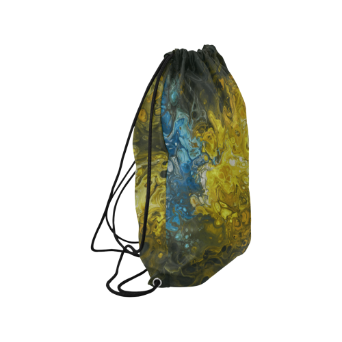 Fantasy Swirl Yellow Blue. Medium Drawstring Bag Model 1604 (Twin Sides) 13.8"(W) * 18.1"(H)