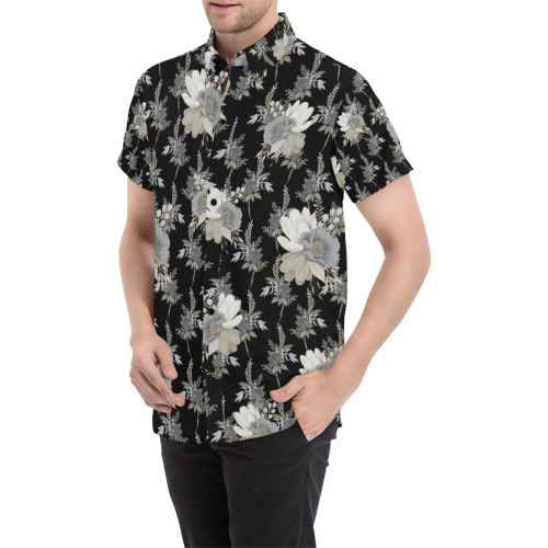 Elegant Flowers Men's All Over Print Short Sleeve Shirt/Large Size (Model T53)