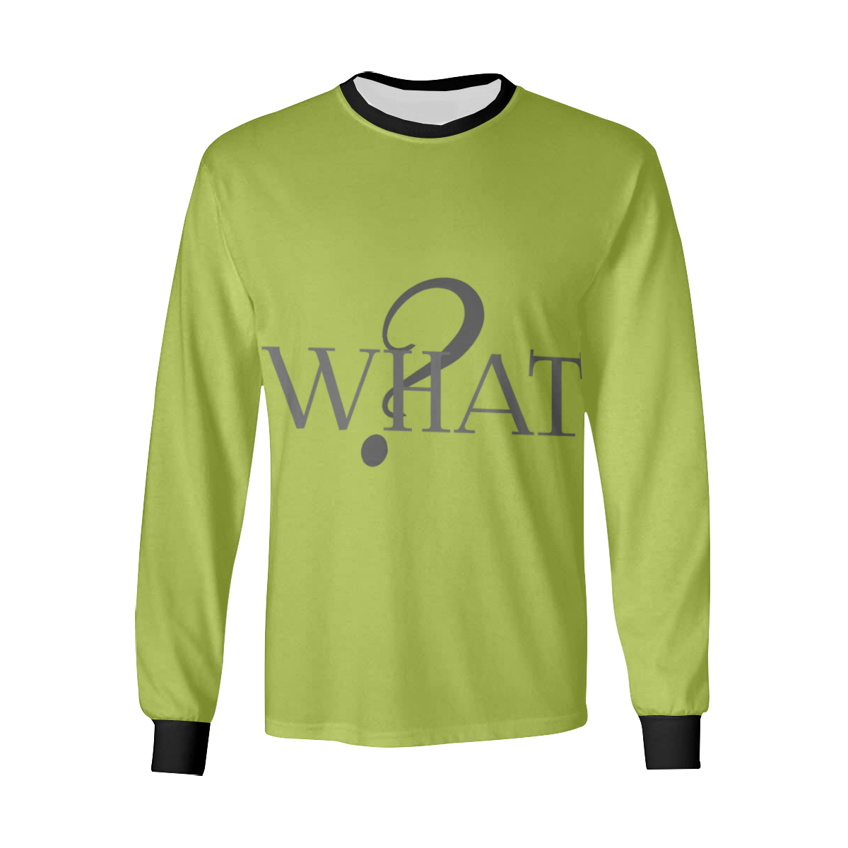 What? Yellow-Green Men's All Over Print Long Sleeve T-shirt (Model T51)