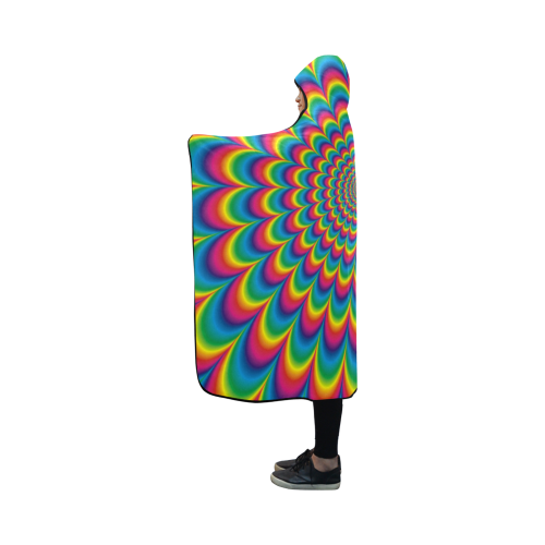 Crazy Psychedelic Flower Power Hippie Mandala Hooded Blanket 50''x40''