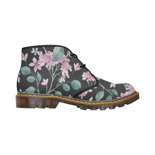 Floral Pink Pattern Women's Canvas Chukka Boots (Model 2402-1)