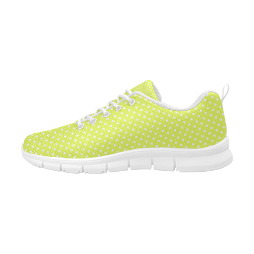 Yellow polka dots Women's Breathable Running Shoes (Model 055)