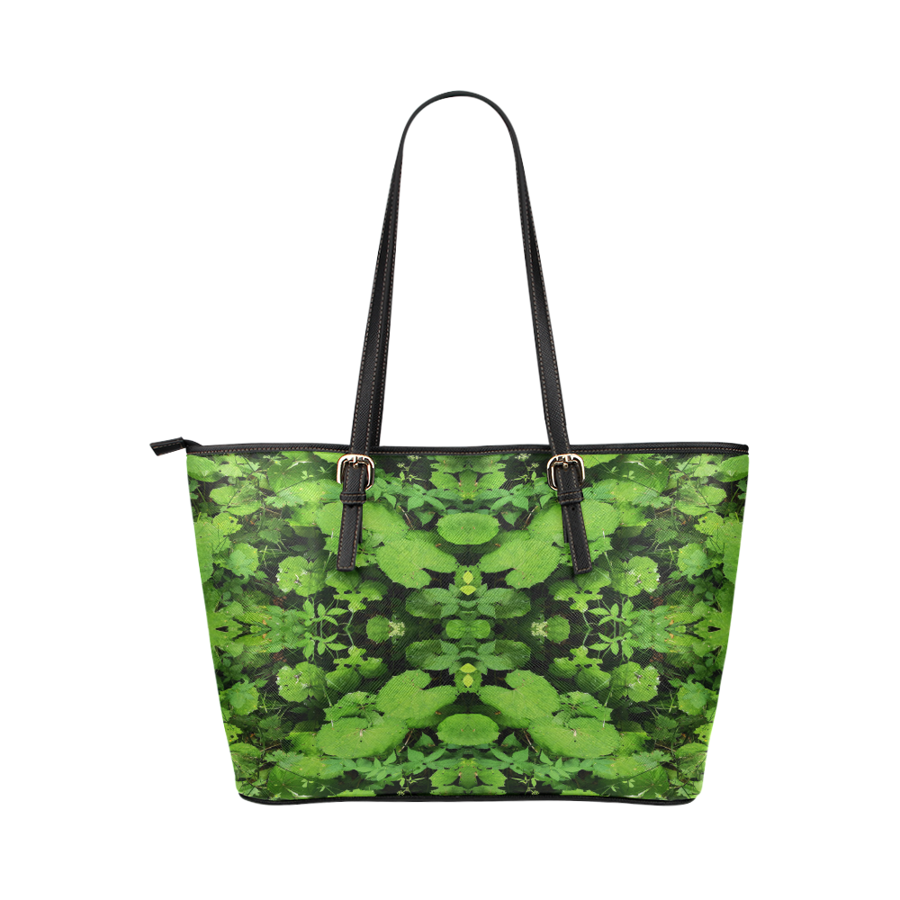 the green x Leather Tote Bag/Small (Model 1651)