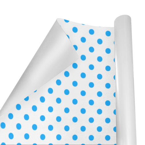 Light Blue Polka Dots on White Gift Wrapping Paper 58"x 23" (3 Rolls)