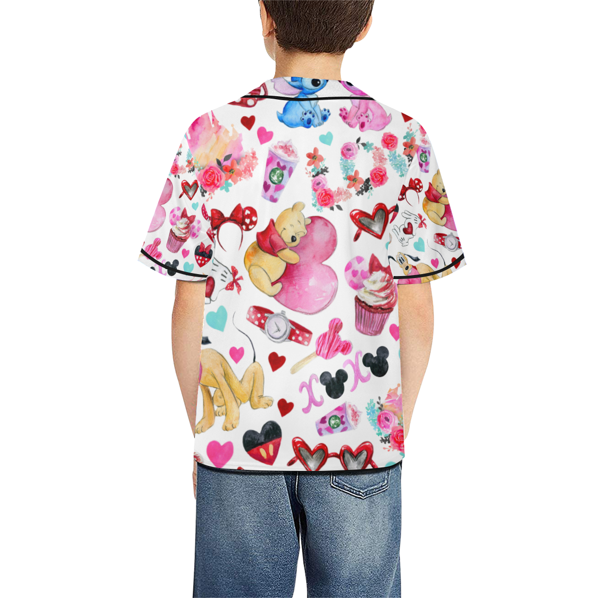 mickeylovemixedclearjersey All Over Print Baseball Jersey for Kids (Model T50)
