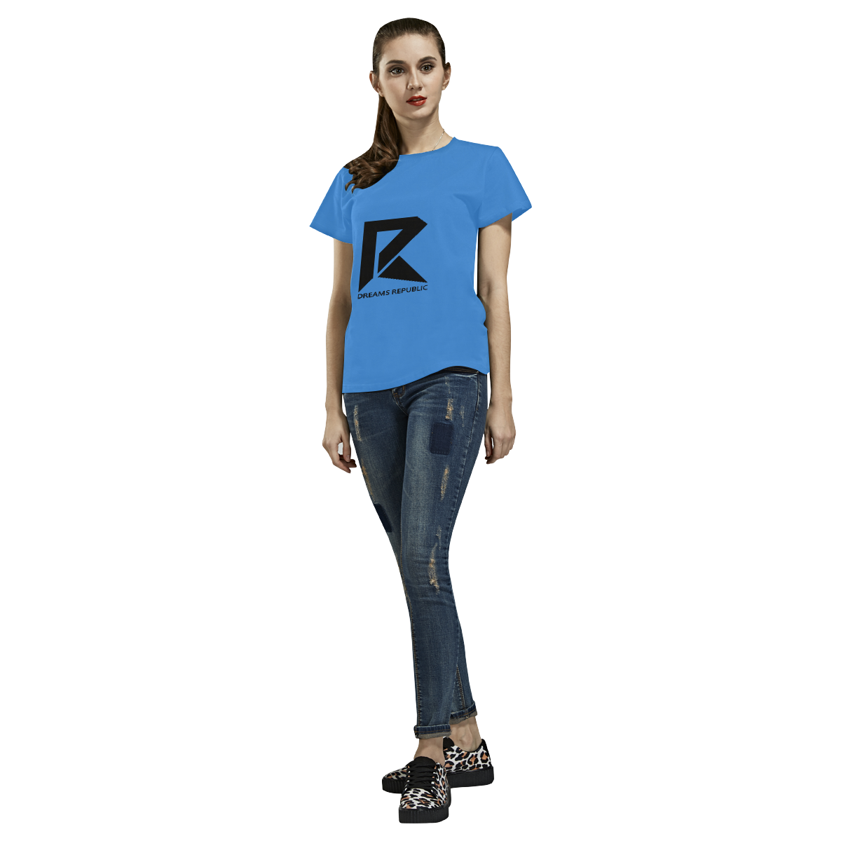 T-Shirt for Women(Blue and Black) All Over Print T-Shirt for Women (USA Size) (Model T40)