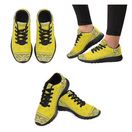 Yellow Bandana Women-Black Women’s Running Shoes (Model 020)