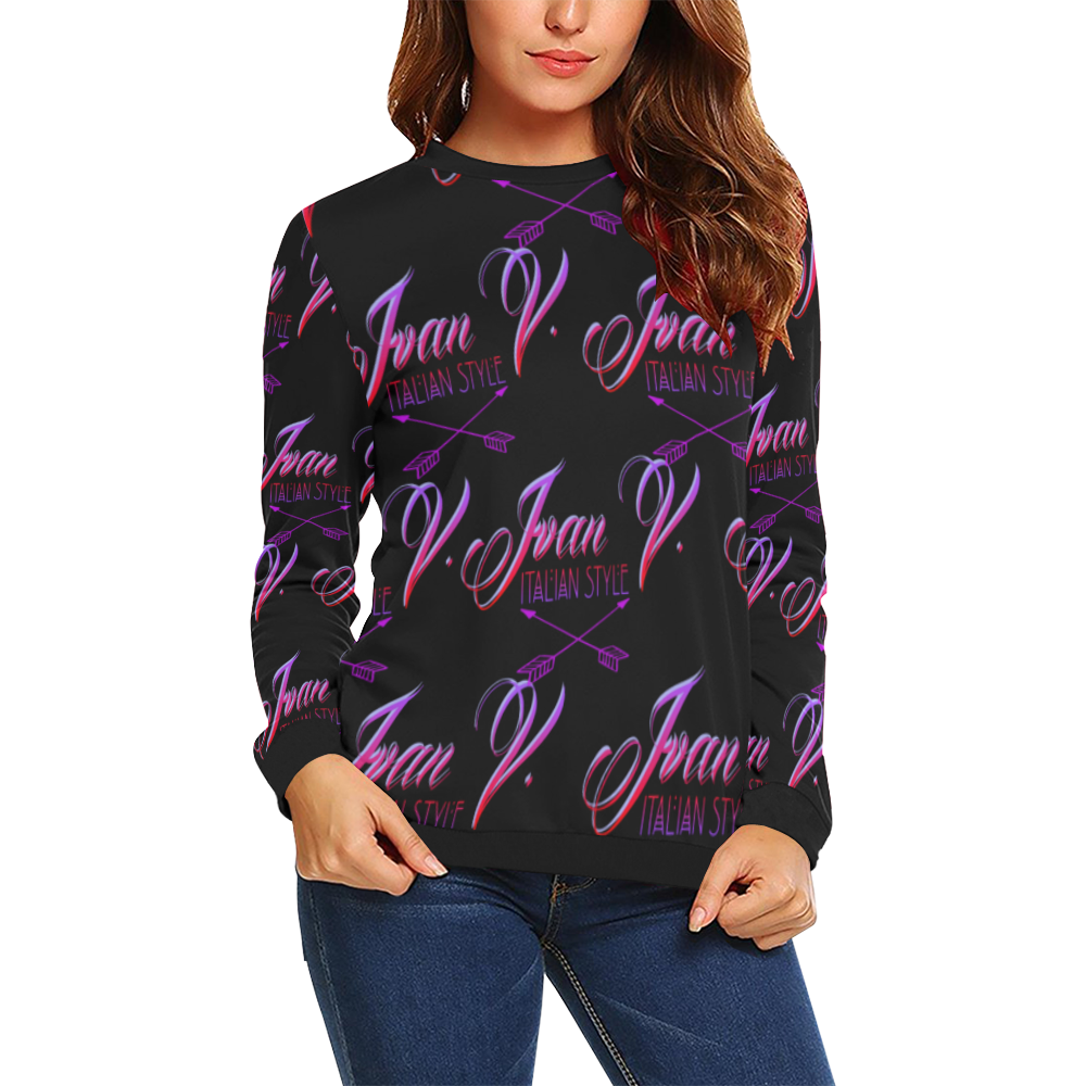 Ivan Venerucci Italian Style brand All Over Print Crewneck Sweatshirt for Women (Model H18)