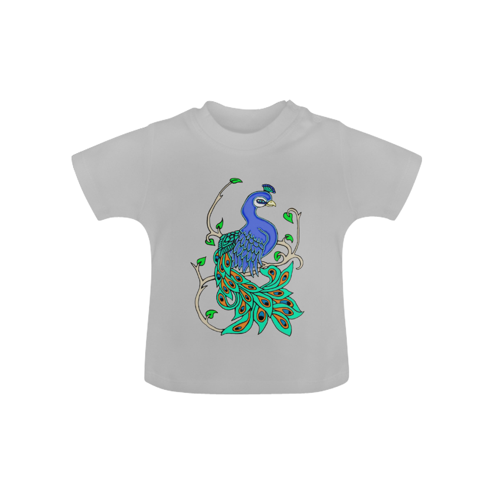 Pretty Peacock Grey Baby Classic T-Shirt (Model T30)
