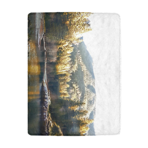 mountain river and frost Ultra-Soft Micro Fleece Blanket 43''x56''