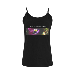 Black: Purple Tulip #LoveDreamInspireCo Women's Spaghetti Top (USA Size) (Model T34)