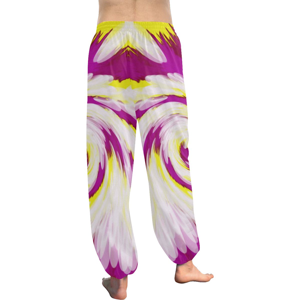 Pink Yellow Tie Dye Swirl Abstract Women's All Over Print Harem Pants (Model L18)