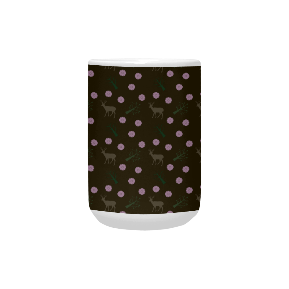 brown deer trees pattern Custom Ceramic Mug (15oz)