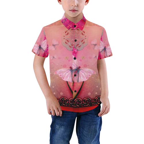Wonderful butterflies Boys' All Over Print Short Sleeve Shirt (Model T59)