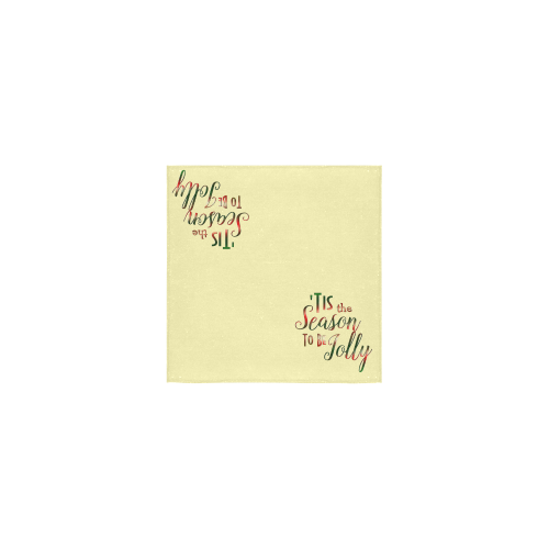 Christmas 'Tis The Season on Yellow Square Towel 13“x13”