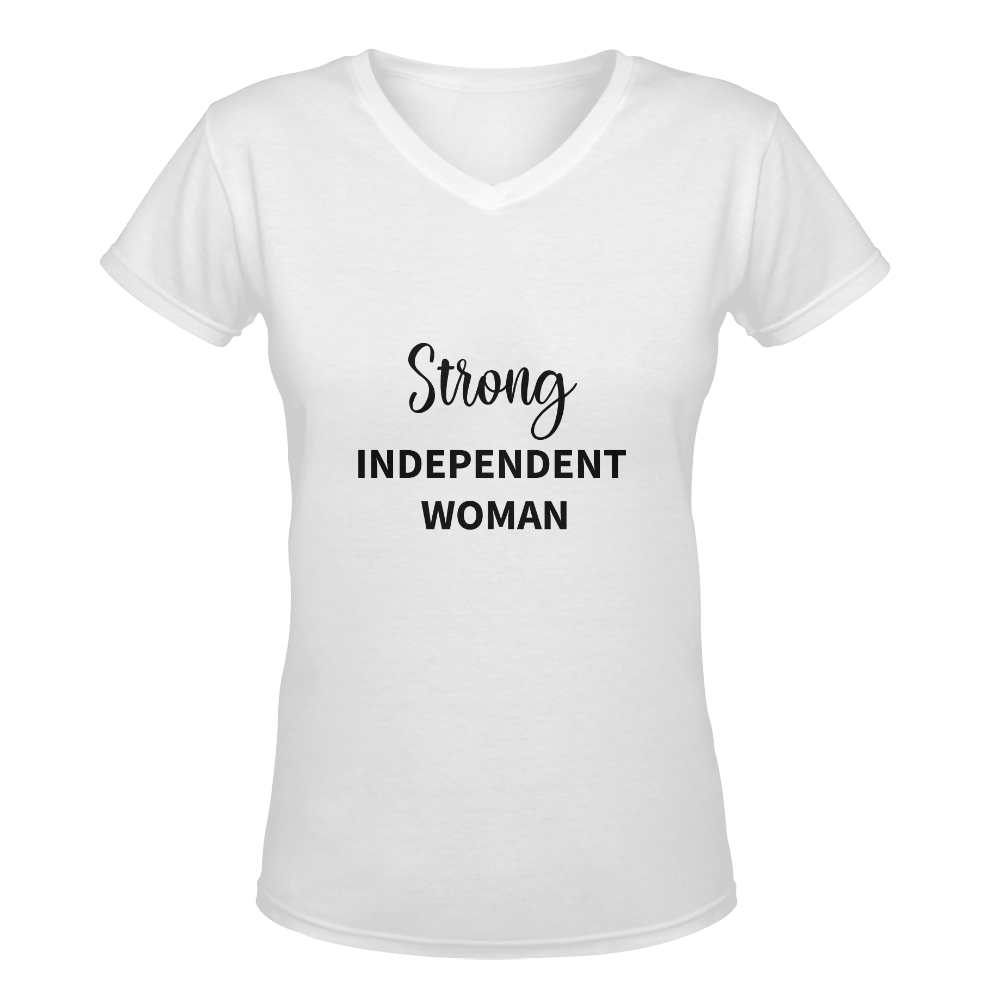 Strong Independent Women's Deep V-neck T-shirt (Model T19)