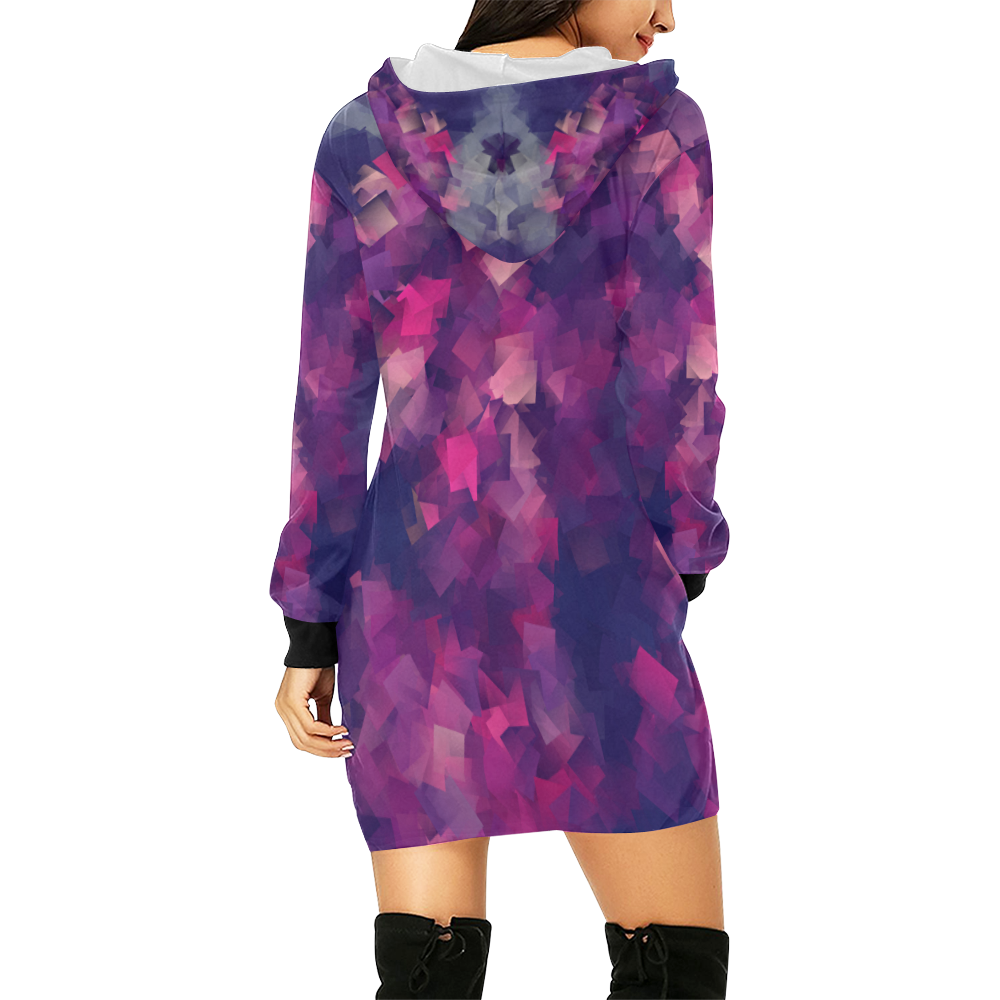 purple pink magenta cubism #modern All Over Print Hoodie Mini Dress (Model H27)
