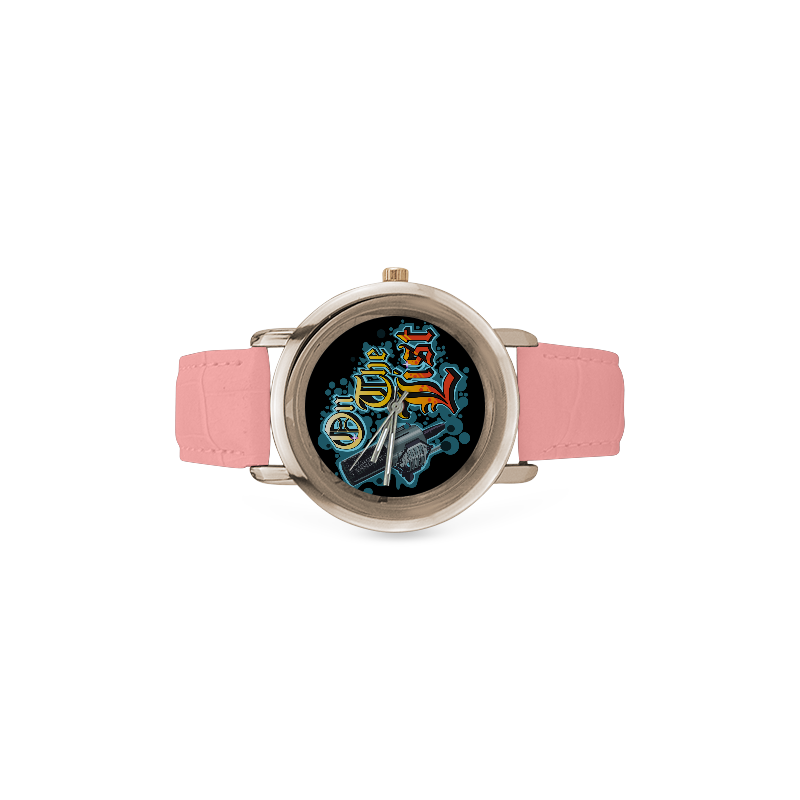 On Tne List Official Logo Pink Girl's Watch Women's Rose Gold Leather Strap Watch(Model 201)