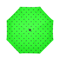 Black Polka Dots on Green Auto-Foldable Umbrella (Model U04)