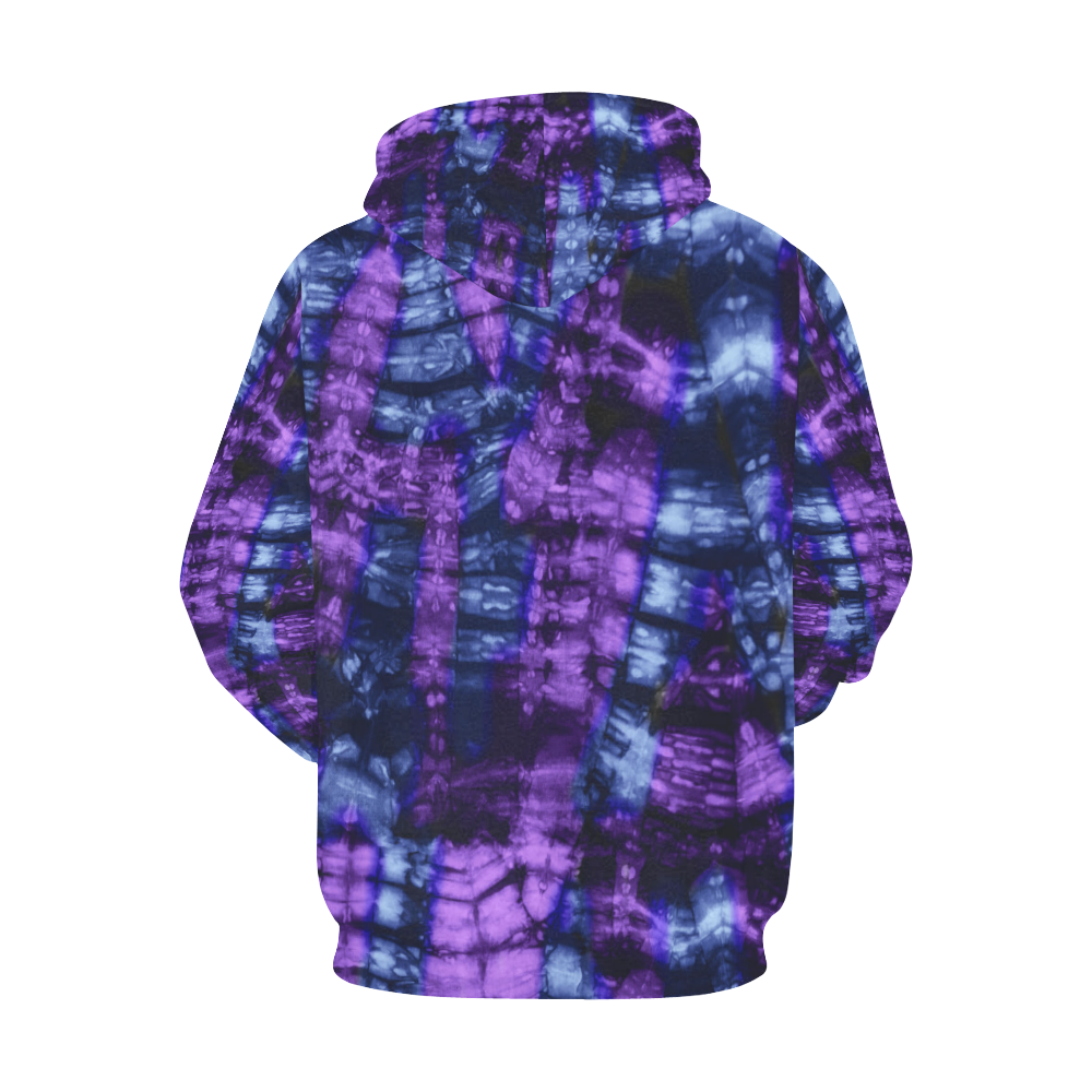 Purple Blue Shibori Tie Dye All Over Print Hoodie for Men/Large Size (USA Size) (Model H13)