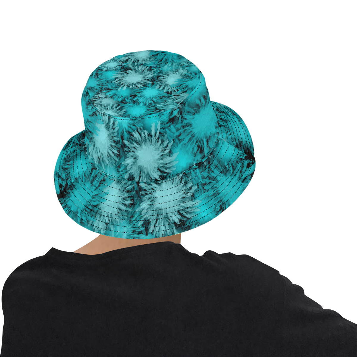 Abstract Turquoise Frosty flowers All Over Print Bucket Hat for Men