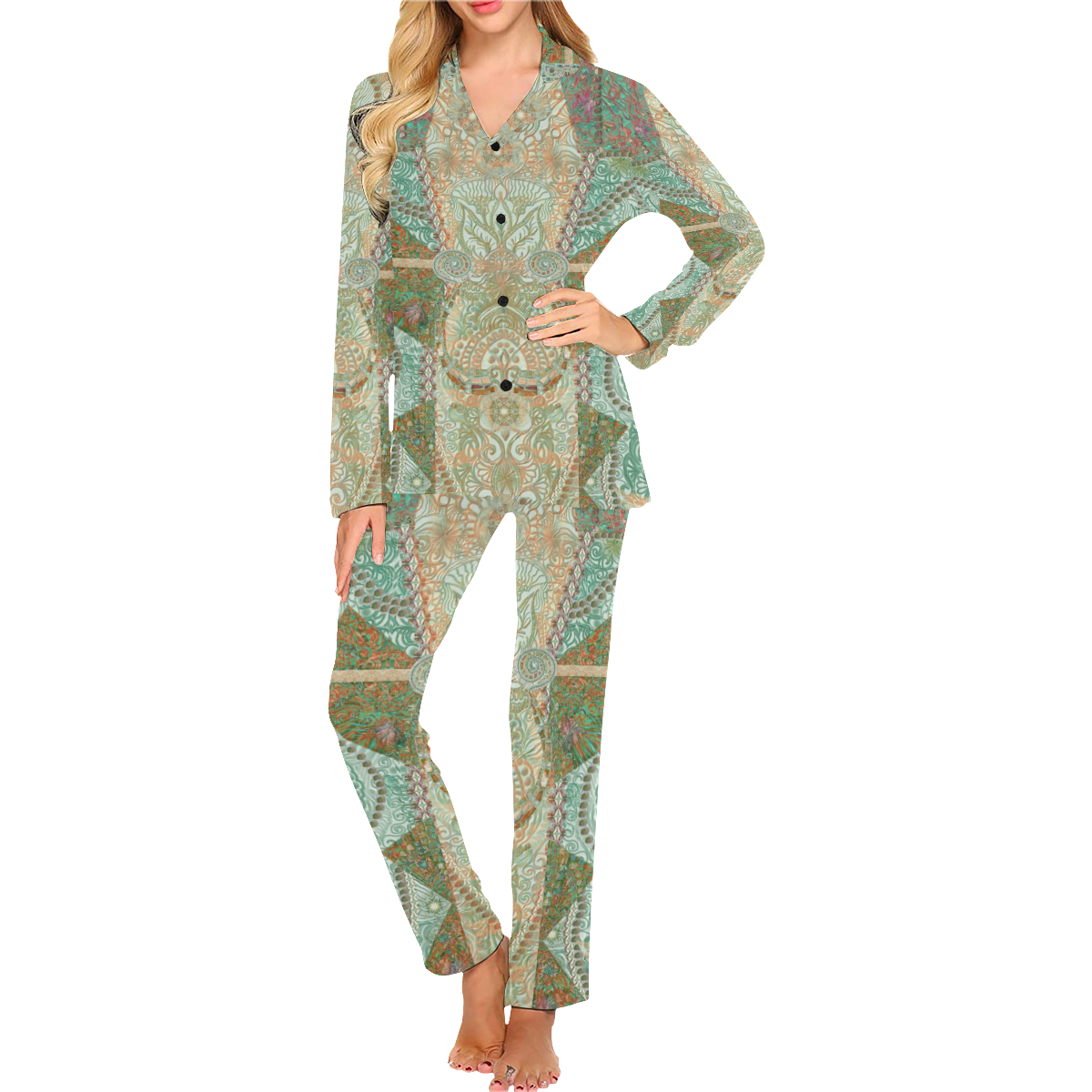 new fantaisy 1 pastel Women's Long Pajama Set