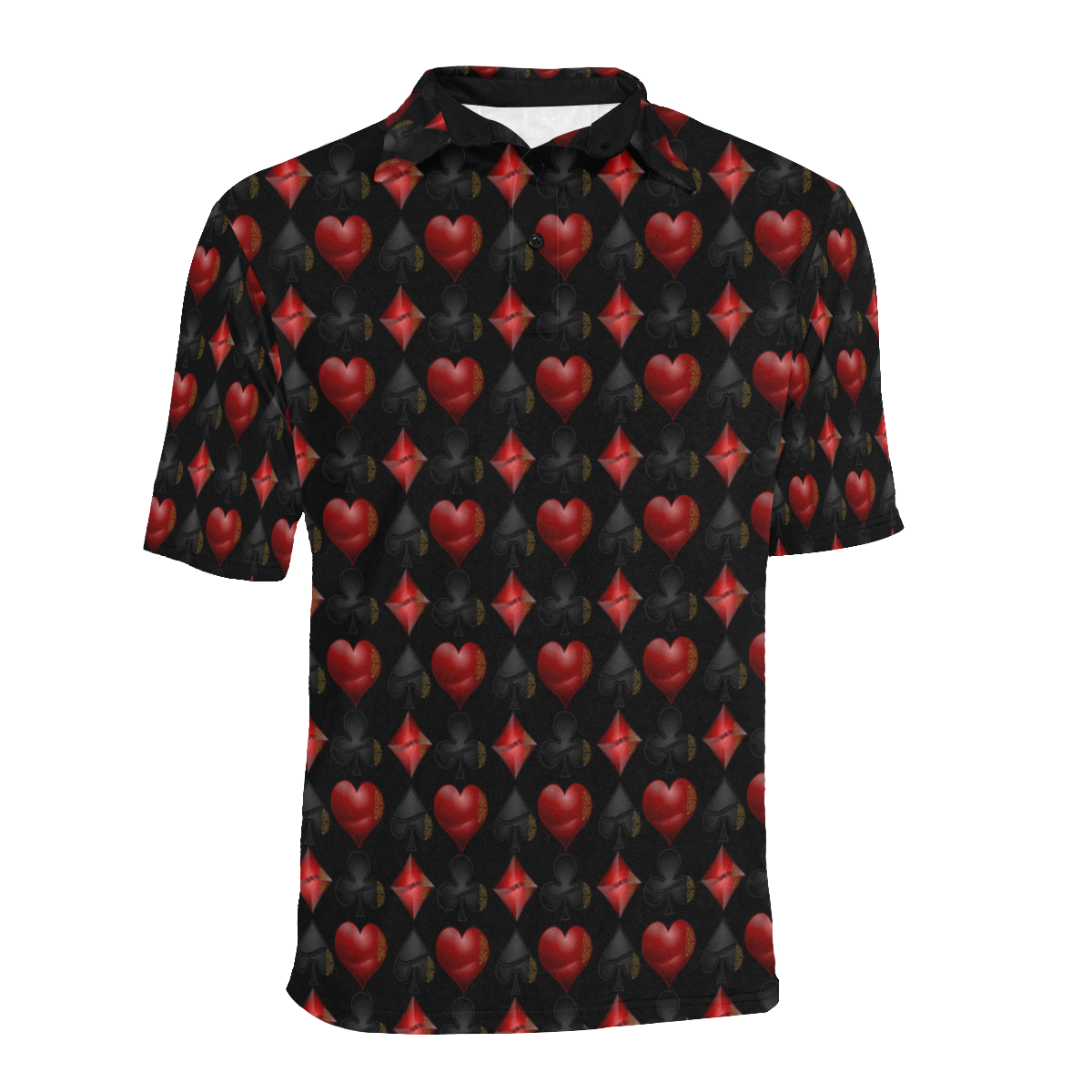 Las Vegas Black and Red Casino Poker Card Shapes Men's All Over Print Polo Shirt (Model T55)