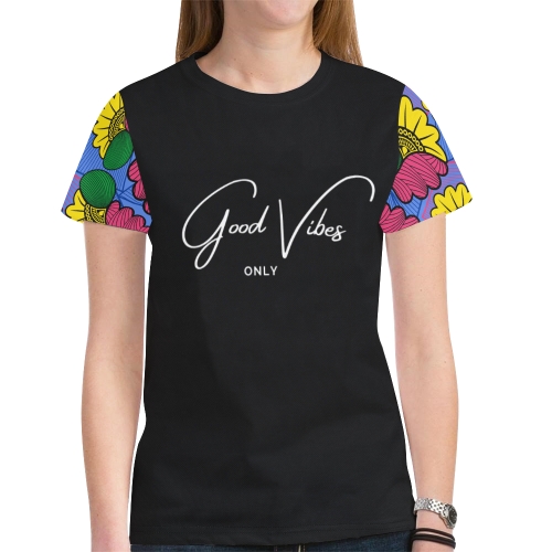 T shirt Black Wax 1 GV New All Over Print T-shirt for Women (Model T45)
