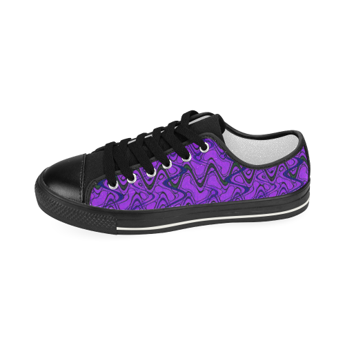 Purple and Black Waves pattern design Women's Classic Canvas Shoes (Model 018)