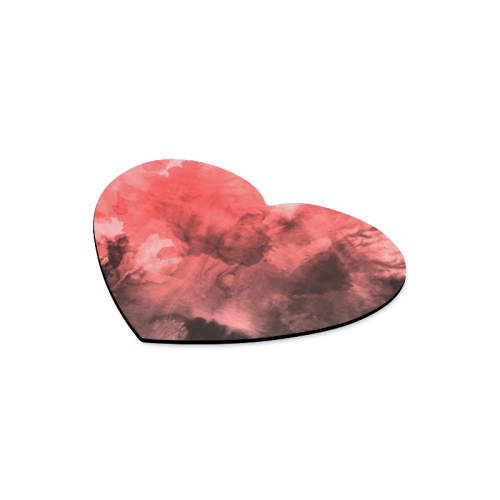 Red and Black Watercolour Heart-shaped Mousepad