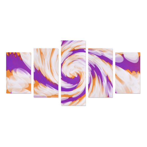 Purple Orange Tie Dye Swirl Abstract Canvas Print Sets C (No Frame)