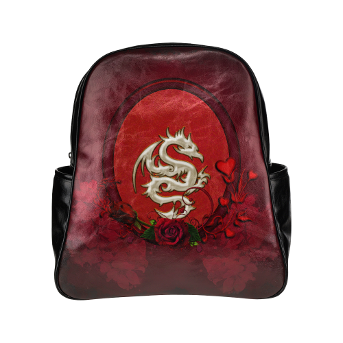 The dragon with roses Multi-Pockets Backpack (Model 1636)