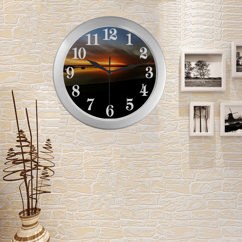 Brilliant sunset Silver Color Wall Clock