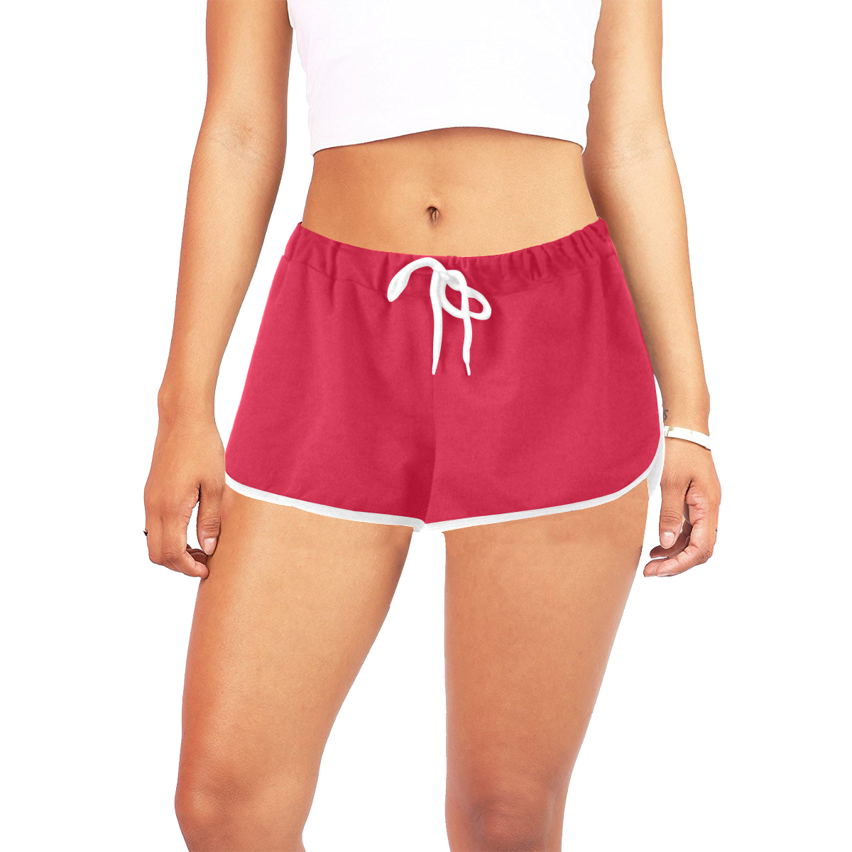 color crimson Women's All Over Print Relaxed Shorts (Model L19)