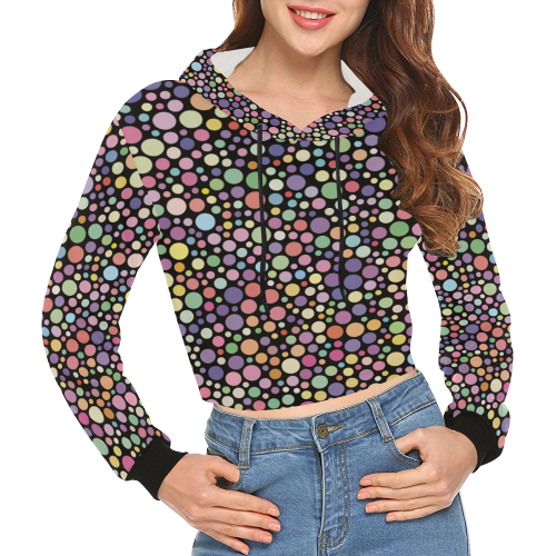 Colorful dot pattern All Over Print Crop Hoodie for Women (Model H22)