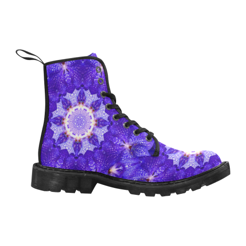 Purple Orchid kaleidoscope photo print Martin Boots for Women (Black) (Model 1203H)