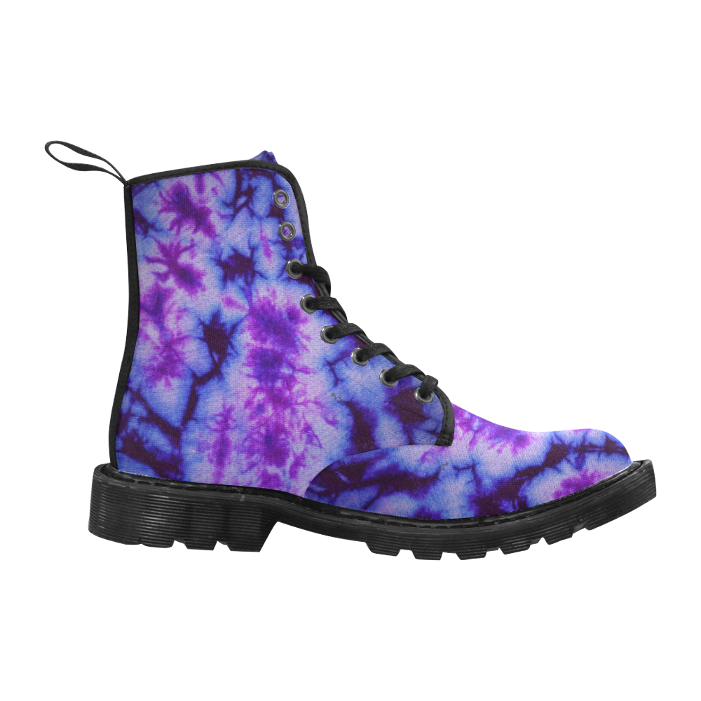 tie dye in shades of purple Martin Boots for Men (Black) (Model 1203H)