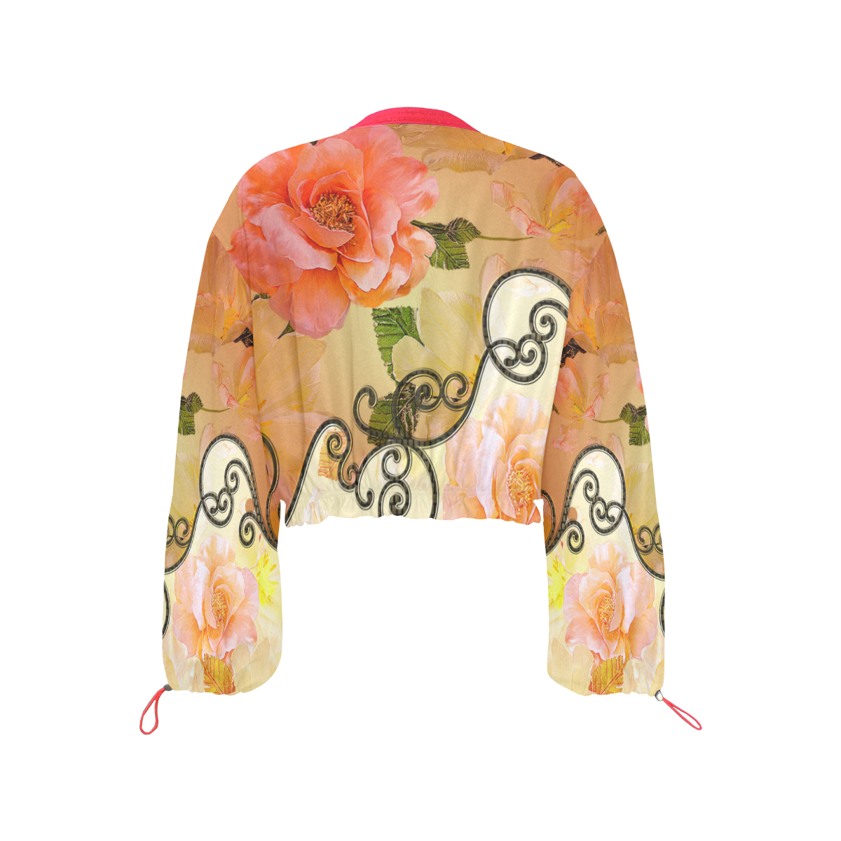 Beautiful flowers Cropped Chiffon Jacket for Women (Model H30)