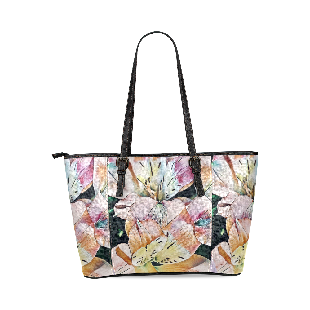 Impression Floral 10192 by JamColors Leather Tote Bag/Large (Model 1640)