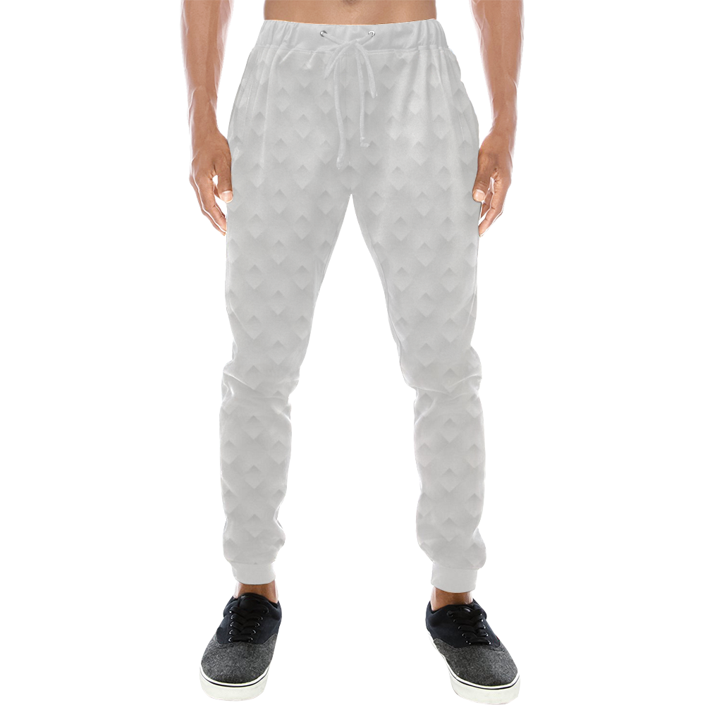 White Rombus Pattern Men's All Over Print Sweatpants (Model L11)