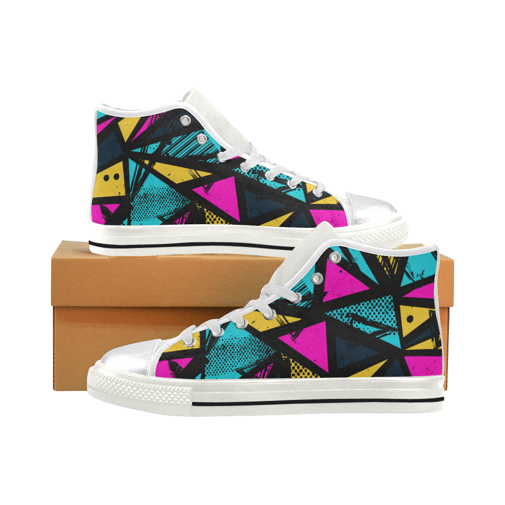 Basketball Top Ethnic 2 Women's Classic High Top Canvas Shoes (Model 017)