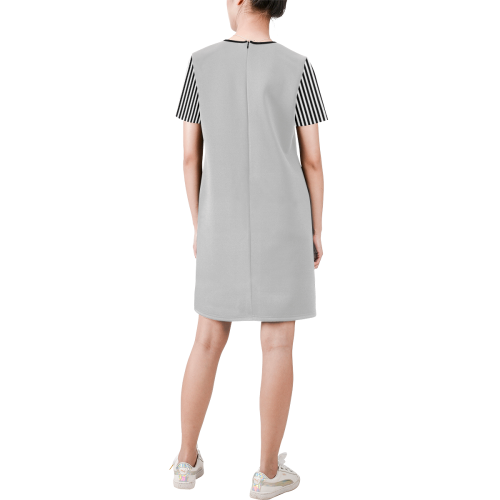 pinkblackpatterns-02-091815-1127 (1) Short-Sleeve Round Neck A-Line Dress (Model D47)
