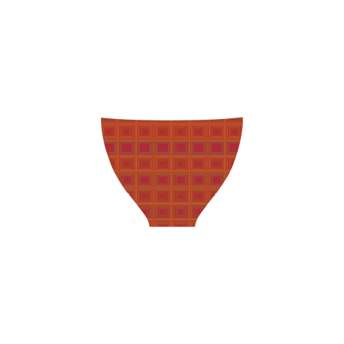 Red orange golden multicolored multiple squares Custom Bikini Swimsuit (Model S01)
