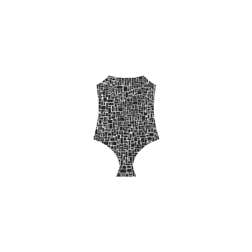 BLACK AND WHITE BOX PATTERN Strap Swimsuit ( Model S05)