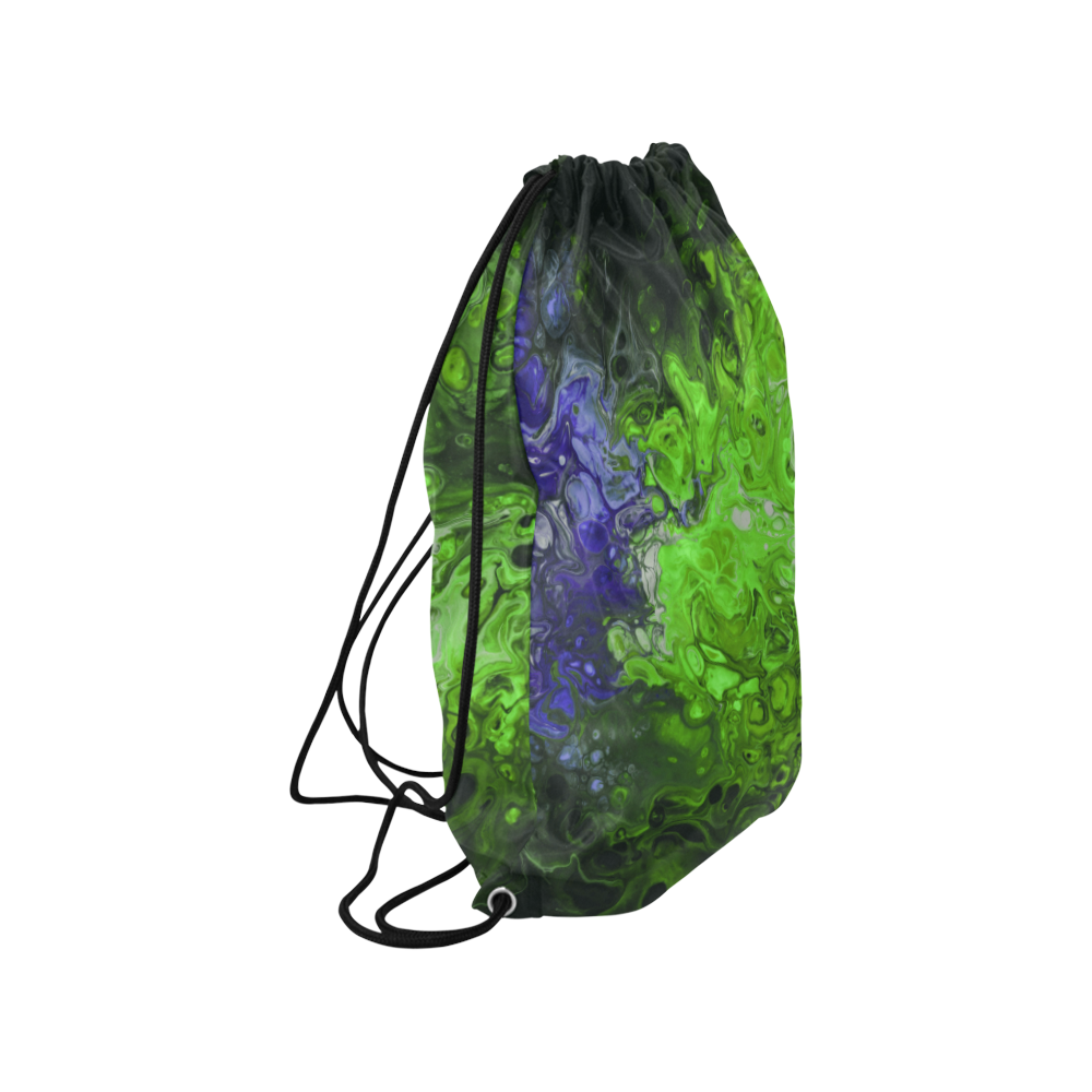 Fantasy Swirl Green Blue Medium Drawstring Bag Model 1604 (Twin Sides) 13.8"(W) * 18.1"(H)