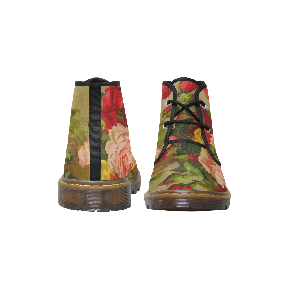 FLORAL DESIGN 10 Women's Canvas Chukka Boots/Large Size (Model 2402-1)