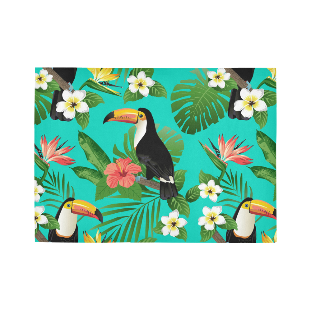 Toucan And Tropical Flowers Pattern Area Rug7'x5'