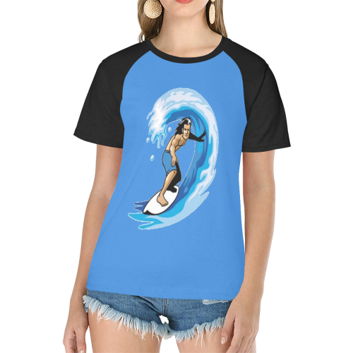 surfing Women's Raglan T-Shirt/Front Printing (Model T62)