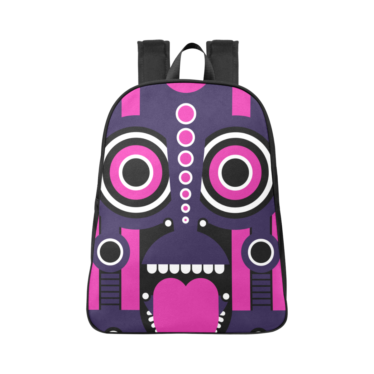 Pink Purple Tiki Tribal Fabric School Backpack (Model 1682) (Large)