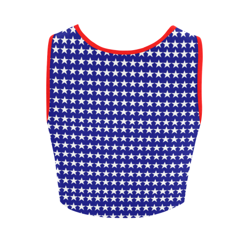 Red and Blue with Stars Women's Crop Top (Model T42)